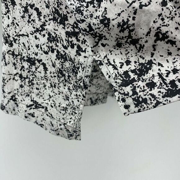 Wide Flutter Sleeve Black White Paint Splatter Top - Picture 4 of 6